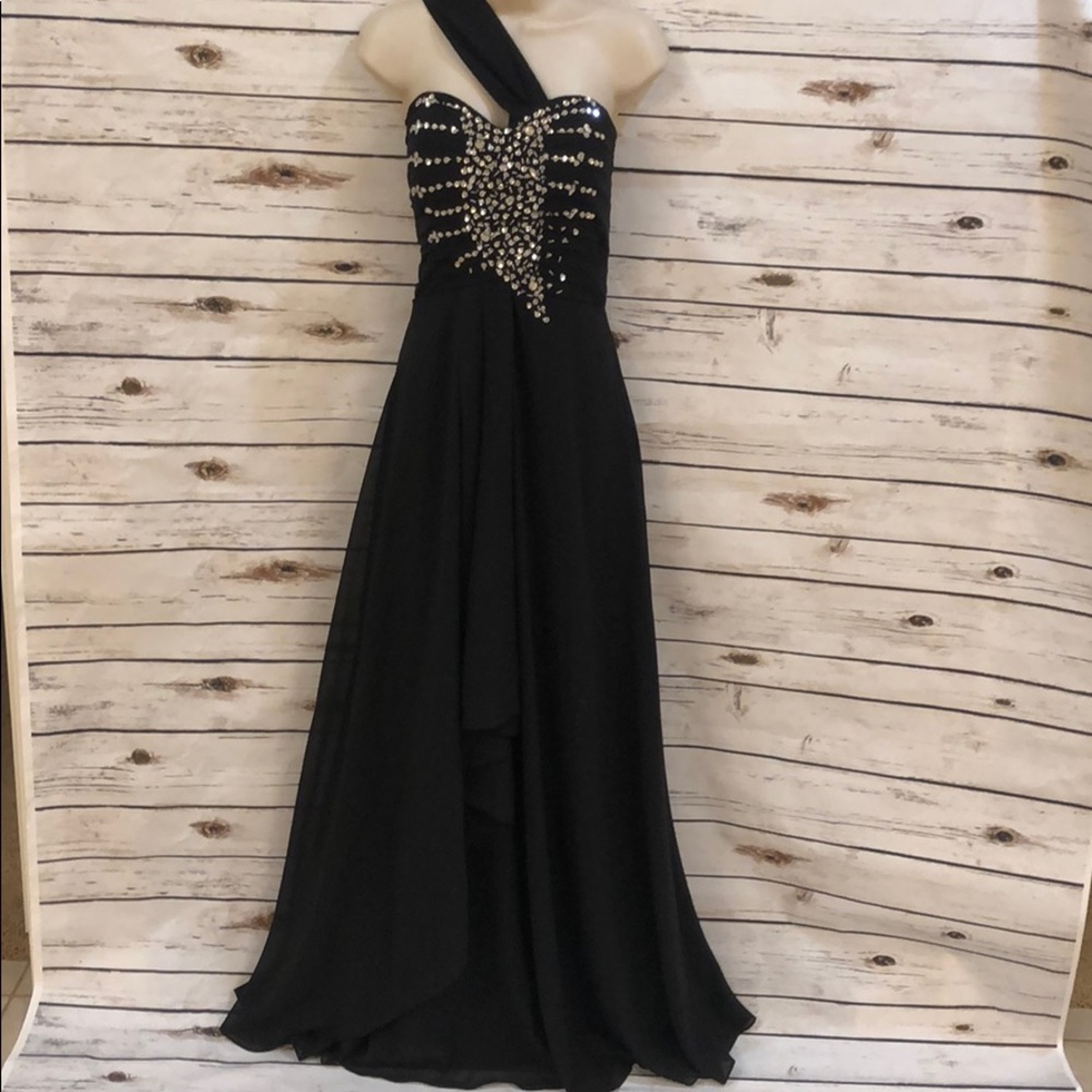 Gown- black with silver embellishment